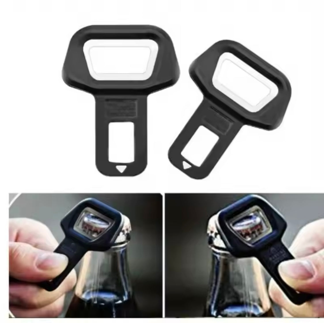 Bottle opener Seatbelt silencer